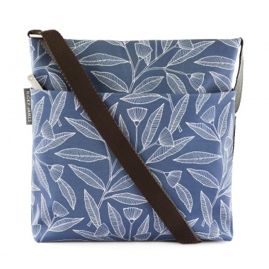 Navy Leaves Medium Crossbody Bag
