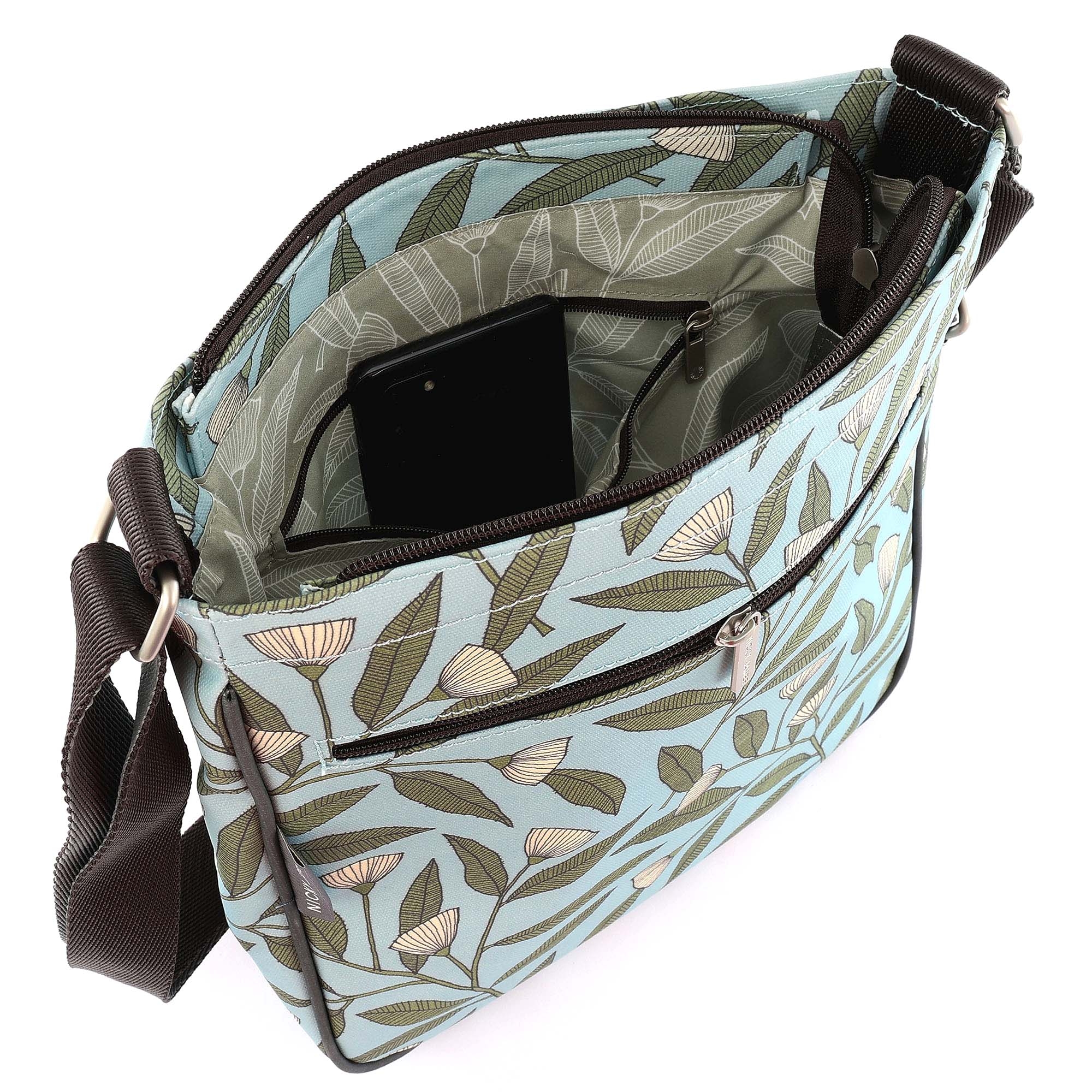 Green Leaves Large Crossbody Bag