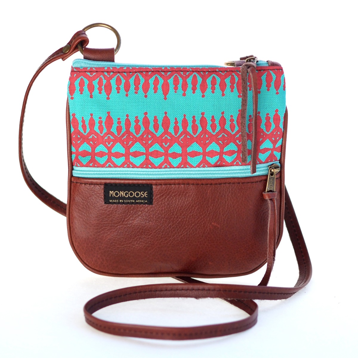 Mongoose Leather Mini in Masai Turquoise & Red
